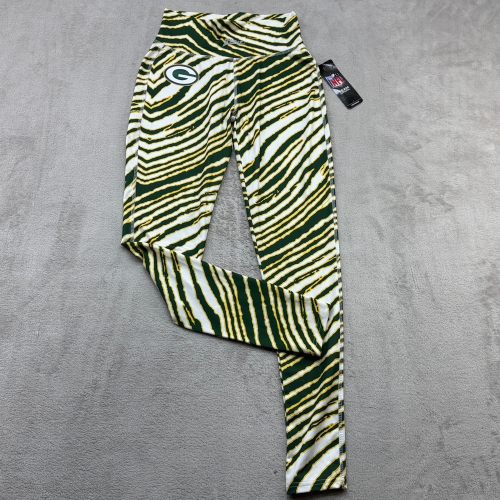 Green Bay Packers Majestic Zubaz Leggings Women S Green White Zebra NFL Tailgate